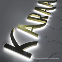 Stainless Steel Brushed Gold Wall Led Letters Backlit Led Letter Signs